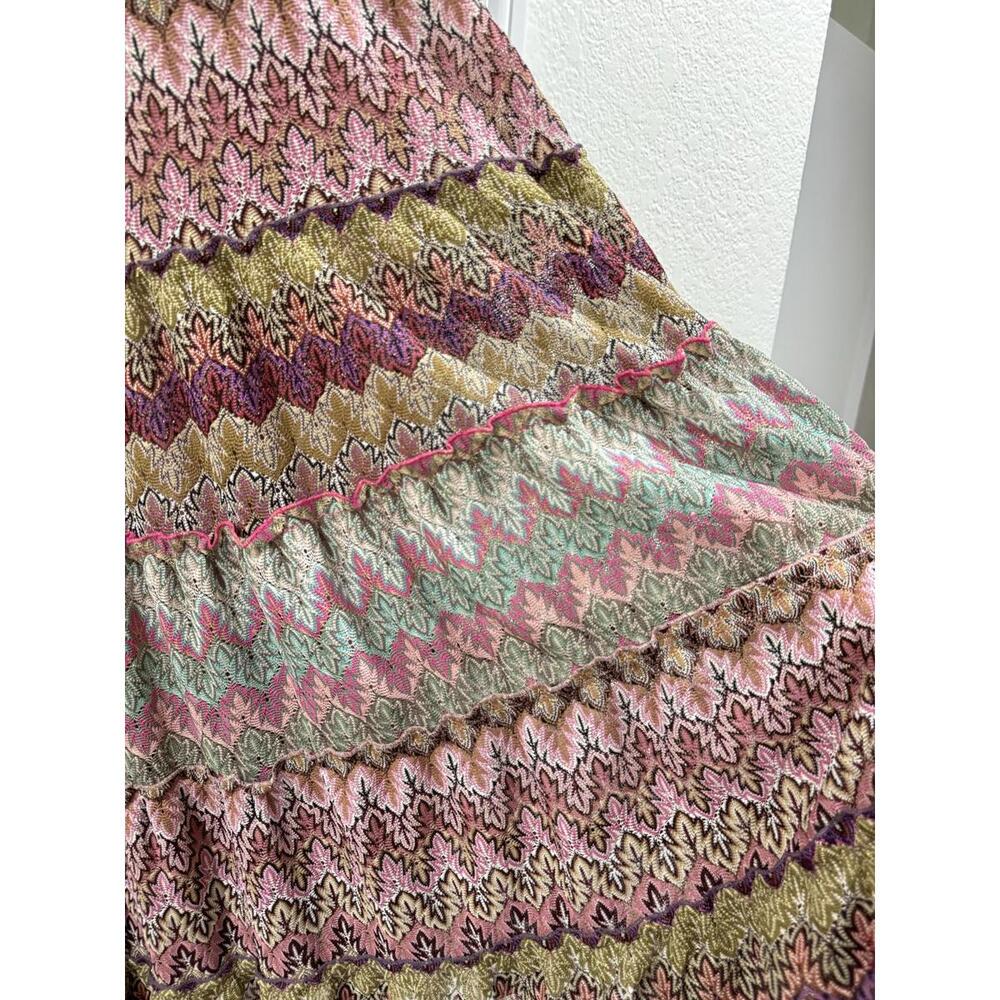 Lapis Boho Multicolored Crochet Lace Tiered Ruffle Trim Maxi Skirt Size P Medium - Picture 4 of 9